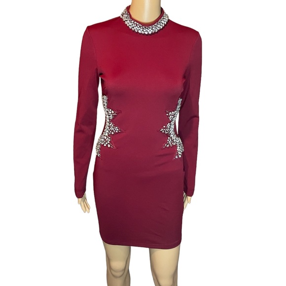 EMBELLISHED HIGH NECK BODYCON - Picture 1 of 3